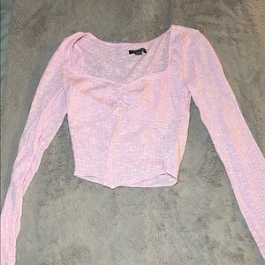 Wild Fable Light Pink Long Sleeve Crop Top